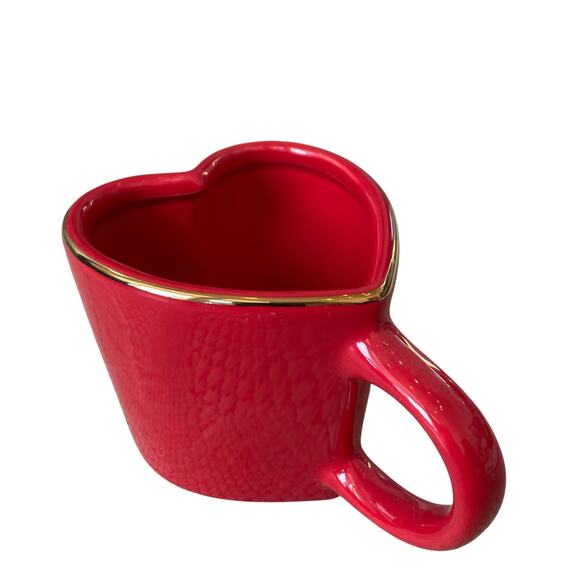 Target Threshold Heart Shaped VALENTINE Mugs Red Gold Rim 14.3oz Set of 2 New - Picture 4 of 16